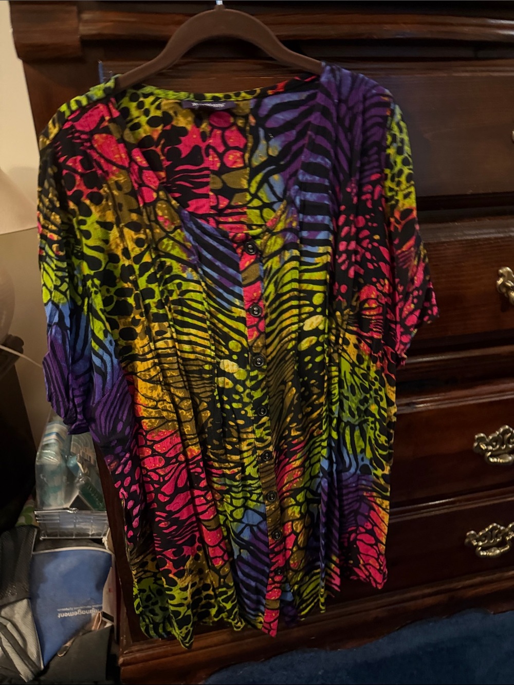 Roaman's Multicolor Button-Front Tunic with Animal & Zebra Print